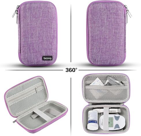 Diabetes Travel Case EVA Hard Shell Diabetic Supplies Bag Organizer for Blood Sugar Testing Kit, Glucose Monitor Kit with Meter, Glucose Test Strips, Lancets, Lancing Device, Alcohol Wipe (Black) in Saudi Arabia