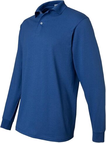 Jerzees Men's Long Sleeve Polo Shirts, Cotton Blend, Two Button Closure, Regular Fit, Sizes S-2x in Saudi Arabia