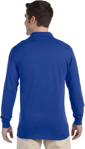 Jerzees Men's Long Sleeve Polo Shirts, Cotton Blend, Two Button Closure, Regular Fit, Sizes S-2x in Saudi Arabia