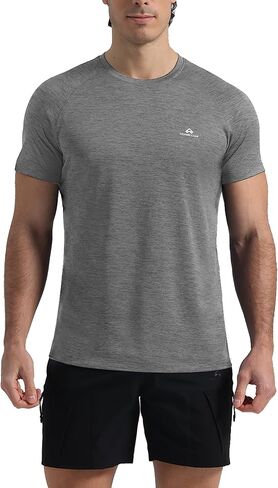 Pioneer Camp Mens Mensure Wicking Running Shirt Performance Thratic Thirts UPF 50+ قصيرة الأكمام من قمم الصالة الرياضية النشطة in Kuwait