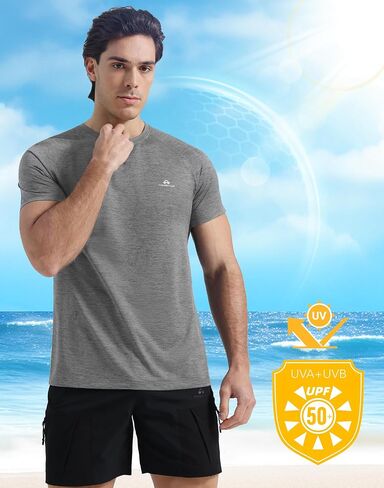 Pioneer Camp Mens Mensure Wicking Running Shirt Performance Thratic Thirts UPF 50+ قصيرة الأكمام من قمم الصالة الرياضية النشطة in Kuwait