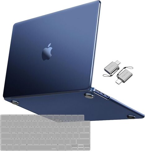 MOSISO Compatible with MacBook Air 15 inch Case 2023 2024 Release M3 A3114 M2 A2941, Ultra-Thin Natural Original Color Plastic Hard Shell Case & Keyboard Cover & Type C Adapter 2 Pack, Midnight Blue in Kuwait