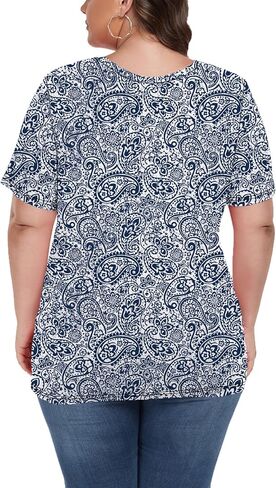 Women's Plus Size Short Sleeve Tee Shirt V Neck Basic Ladies Loose Fit T Shirt 1X-5X in Saudi Arabia