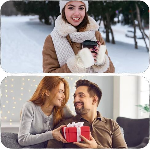 2 Pairs White Furry Fingerless Gloves Arm Warmers Fluffy Winter Knitting Soft Thumb Hole with Faux Fur Hand Wrist Warmer Knit Crochet Gloves Mittens for Women Unisex Typing Driving Supplies in Kuwait