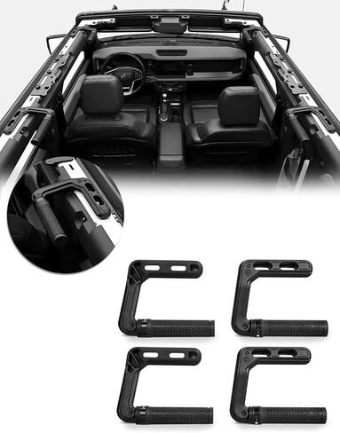 Bronco Aluminum Grab Handles Roll Bar Non-Slip Grip HandlesCompatible with Ford Bronco 2021-2025 Front or Rear Seat 2/4 Door Soft/Hard Top,Bronco Raptor Interior Accessories （2PCS/Black） in Kuwait