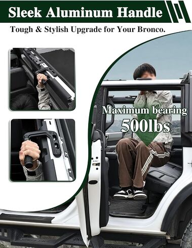 Bronco Aluminum Grab Handles Roll Bar Non-Slip Grip HandlesCompatible with Ford Bronco 2021-2025 Front or Rear Seat 2/4 Door Soft/Hard Top,Bronco Raptor Interior Accessories （2PCS/Black） in Kuwait