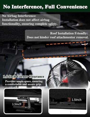 Bronco Aluminum Grab Handles Roll Bar Non-Slip Grip HandlesCompatible with Ford Bronco 2021-2025 Front or Rear Seat 2/4 Door Soft/Hard Top,Bronco Raptor Interior Accessories （2PCS/Black） in Kuwait