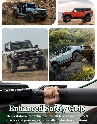 Bronco Aluminum Grab Handles Roll Bar Non-Slip Grip HandlesCompatible with Ford Bronco 2021-2025 Front or Rear Seat 2/4 Door Soft/Hard Top,Bronco Raptor Interior Accessories （2PCS/Black） in Kuwait