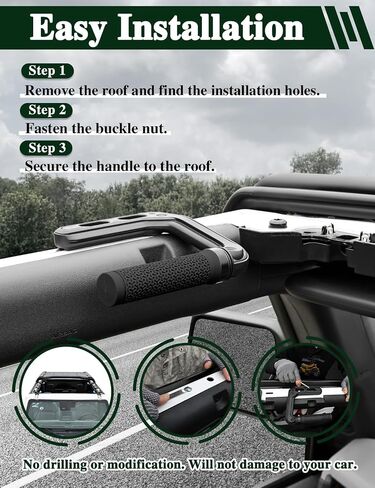 Bronco Aluminum Grab Handles Roll Bar Non-Slip Grip HandlesCompatible with Ford Bronco 2021-2025 Front or Rear Seat 2/4 Door Soft/Hard Top,Bronco Raptor Interior Accessories （2PCS/Black） in Kuwait