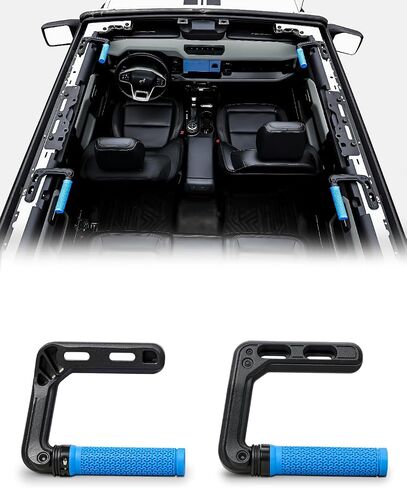 Bronco Aluminum Grab Handles Roll Bar Non-Slip Grip HandlesCompatible with Ford Bronco 2021-2025 Front or Rear Seat 2/4 Door Soft/Hard Top,Bronco Raptor Interior Accessories （2PCS/Black） in Kuwait
