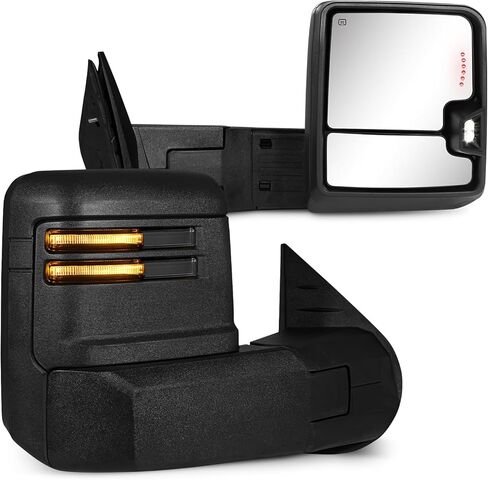Towing Mirrors for 2007-2014 Chevy Silverado/GMC Sierra 1500 2500HD 3500HD Tow Mirror with Turn Signal Light Backup Lamp Power Heated Glass, Manual Telescoping and Folding Black in Saudi Arabia