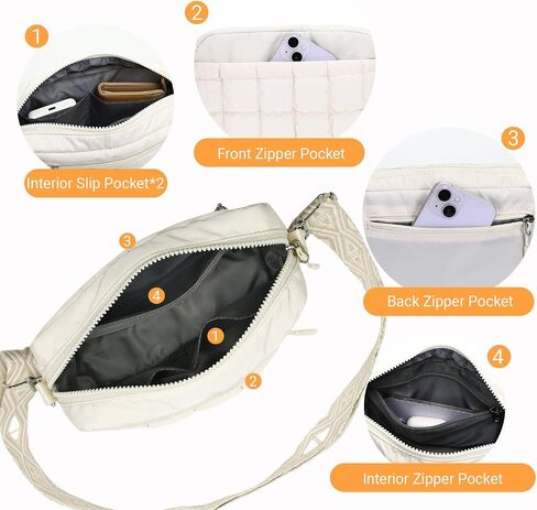 Herald Small Puffer Crossbody Bags for Women, Lightweight Nylon Quilted Shoulder Purse Handbag with Multiple Pockets in Kuwait