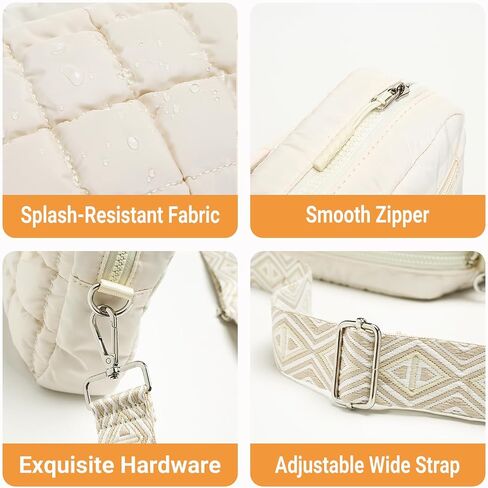 Herald Small Puffer Crossbody Bags for Women, Lightweight Nylon Quilted Shoulder Purse Handbag with Multiple Pockets in Kuwait
