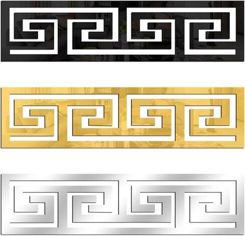 12 PCS شكل هندسي DIY ملصقات جدار أكريليك قابلة للإزالة ديكور مرآة الجدار لاصق لغرفة المعيشة خلفية المنزل (الذهب) in Kuwait
