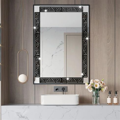 12 PCS شكل هندسي DIY ملصقات جدار أكريليك قابلة للإزالة ديكور مرآة الجدار لاصق لغرفة المعيشة خلفية المنزل (الذهب) in Kuwait