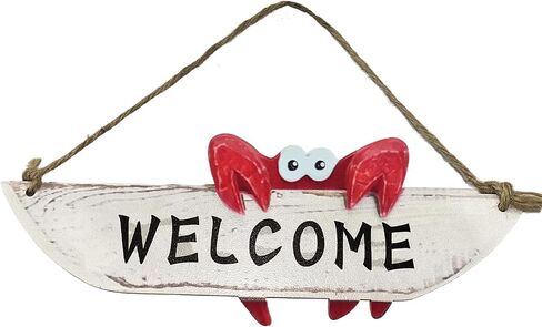 Crab Welcome Sign Vintage Hanging Decor Door Hanging Home Decor Creative Wall Decoration Front Door Decor Hanging Outdoor Wreath Decorative Door in Saudi Arabia