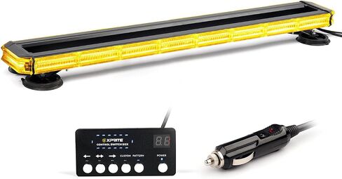 Xprite 34 inch 270 LED Rooftop Emergency Strobe Light Bar Heavy-Duty Flashing Warning Lights w/Adjustable Mounting Brackets, for Construction Vehicles Towing Work Trucks Plows Pickup - Amber in Saudi Arabia