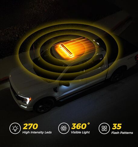 Xprite 34 inch 270 LED Rooftop Emergency Strobe Light Bar Heavy-Duty Flashing Warning Lights w/Adjustable Mounting Brackets, for Construction Vehicles Towing Work Trucks Plows Pickup - Amber in Saudi Arabia