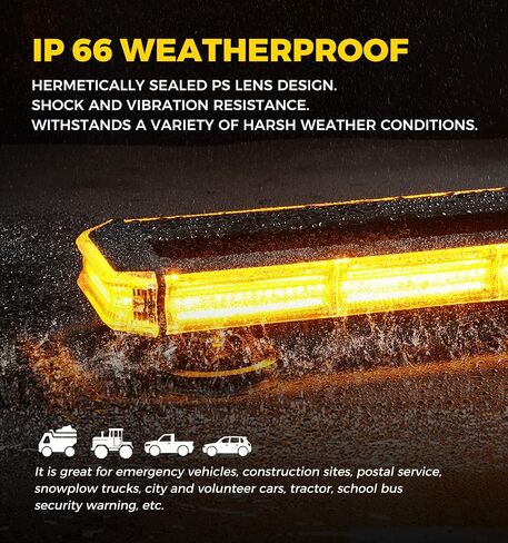 Xprite 34 inch 270 LED Rooftop Emergency Strobe Light Bar Heavy-Duty Flashing Warning Lights w/Adjustable Mounting Brackets, for Construction Vehicles Towing Work Trucks Plows Pickup - Amber in Saudi Arabia