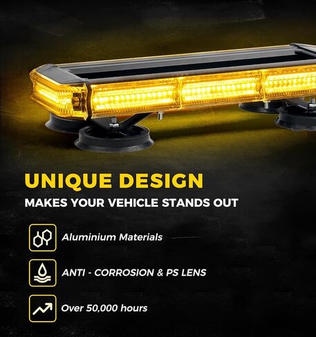 Xprite 34 inch 270 LED Rooftop Emergency Strobe Light Bar Heavy-Duty Flashing Warning Lights w/Adjustable Mounting Brackets, for Construction Vehicles Towing Work Trucks Plows Pickup - Amber in Saudi Arabia