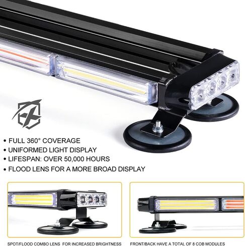 Xprite 26 "LED LED Strobe Rrofe -Rrowing Light Light ، مصابيح سلامة منارة مزدوجة الجانبية مع مركبات الطوارئ سيارات الإطفاء الشاحنات الأمن المروري الأبيض والأحمر in Kuwait