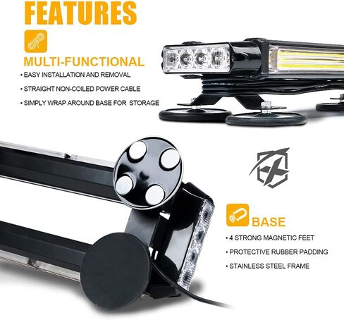 Xprite 26 "LED LED Strobe Rrofe -Rrowing Light Light ، مصابيح سلامة منارة مزدوجة الجانبية مع مركبات الطوارئ سيارات الإطفاء الشاحنات الأمن المروري الأبيض والأحمر in Kuwait
