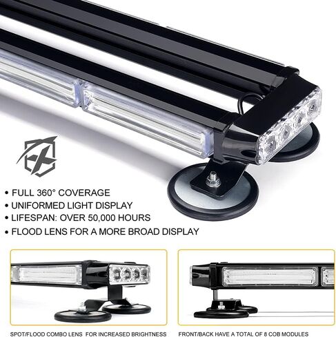 Xprite 26 "LED LED Strobe Rrofe -Rrowing Light Light ، مصابيح سلامة منارة مزدوجة الجانبية مع مركبات الطوارئ سيارات الإطفاء الشاحنات الأمن المروري الأبيض والأحمر in Kuwait