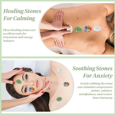 3 Pcs Thumb Worry Stones Dot Rose Quartz Chakra Striped Opalite Anxiety Palm Stone Crystal Hand-Carved Healing Stones with 3 Kraft Cards Grounding Soothing Stones for Anxiety for Relief Meditation in Kuwait