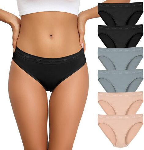 Women's Bikini Underwear Seamless High Cut Cheeky Hipster Panties for Women Pack of 6 Low Rise Briefs in Saudi Arabia
