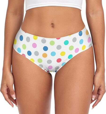 DOMIKING Rainbow Polka Dots Womens Underwear Stretch Bikini Panties Soft Briefs for Girls Women Teen in Kuwait