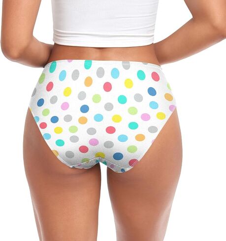 DOMIKING Rainbow Polka Dots Womens Underwear Stretch Bikini Panties Soft Briefs for Girls Women Teen in Kuwait