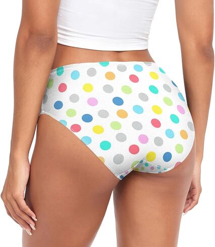 DOMIKING Rainbow Polka Dots Womens Underwear Stretch Bikini Panties Soft Briefs for Girls Women Teen in Kuwait