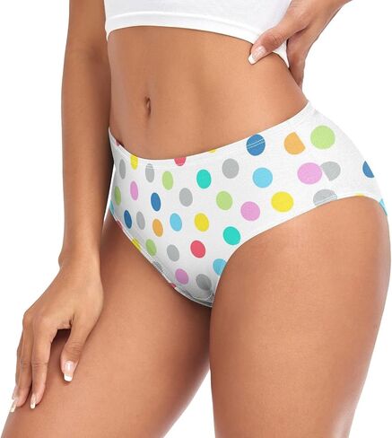 DOMIKING Rainbow Polka Dots Womens Underwear Stretch Bikini Panties Soft Briefs for Girls Women Teen in Kuwait