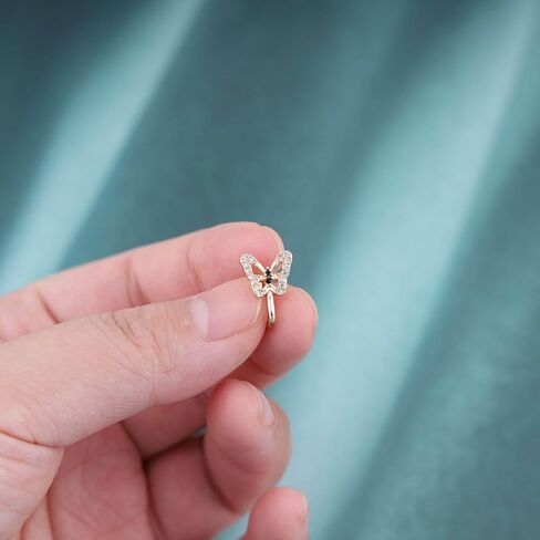 خمر الفراشة الكريستال خاتم أنف الذهب CZ Cuff Septum u على شكل مقطع على شكل مجوهرات ثقب مسمار للنساء in Saudi Arabia
