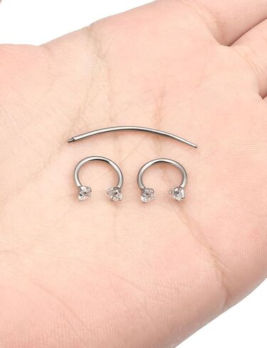F136 Titanium 16g 8/10mm 10 Colors CZ Horseshoe Septum Lip Rings Cartilage Piercings Jewelry Forward Helix Tragus Daith Earrings for Women Men in Kuwait