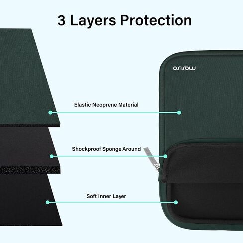 MOSISO Laptop Sleeve 13-14 inch Compatible with MacBook Air 13 inch M3 M2 M1, Compatible with MacBook Pro 13/14, 13.3 inch Neoprene Carrying Laptop Case Bag with Horizontal Pocket for Men Women, Black in Saudi Arabia