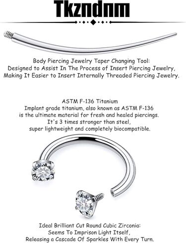 F136 Titanium 16g 8/10mm 10 Colors CZ Horseshoe Septum Lip Rings Cartilage Piercings Jewelry Forward Helix Tragus Daith Earrings for Women Men in Kuwait
