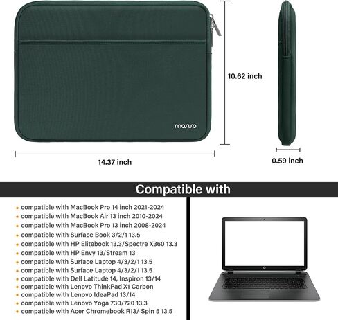 MOSISO Laptop Sleeve 13-14 inch Compatible with MacBook Air 13 inch M3 M2 M1, Compatible with MacBook Pro 13/14, 13.3 inch Neoprene Carrying Laptop Case Bag with Horizontal Pocket for Men Women, Black in Saudi Arabia