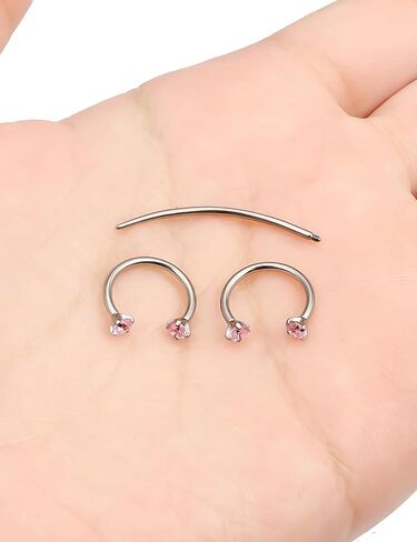F136 Titanium 16g 8/10mm 10 Colors CZ Horseshoe Septum Lip Rings Cartilage Piercings Jewelry Forward Helix Tragus Daith Earrings for Women Men in Kuwait