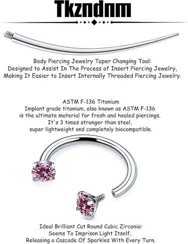 F136 Titanium 16g 8/10mm 10 Colors CZ Horseshoe Septum Lip Rings Cartilage Piercings Jewelry Forward Helix Tragus Daith Earrings for Women Men in Kuwait