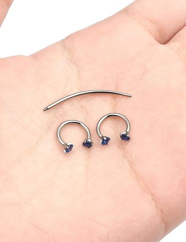 F136 Titanium 16g 8/10mm 10 Colors CZ Horseshoe Septum Lip Rings Cartilage Piercings Jewelry Forward Helix Tragus Daith Earrings for Women Men in Kuwait