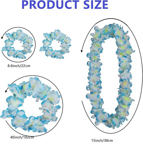 Leis for Luau Party, 4 Pcs Hawaiian Leis Flower Single Color, Necklace Headband Wristband, Beach Party Favors Flamingo Floral Orange White Blue Accessories for Women Men (Orange 4Pcs=1Sets) in Kuwait