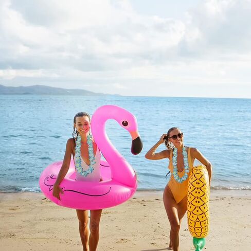 Leis for Luau Party, 4 Pcs Hawaiian Leis Flower Single Color, Necklace Headband Wristband, Beach Party Favors Flamingo Floral Orange White Blue Accessories for Women Men (Orange 4Pcs=1Sets) in Kuwait