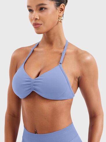 YEOREO SoftHue Impact Strappy Halter Bra for Sports Women Workout Padded Gym Yoga Bra in Saudi Arabia