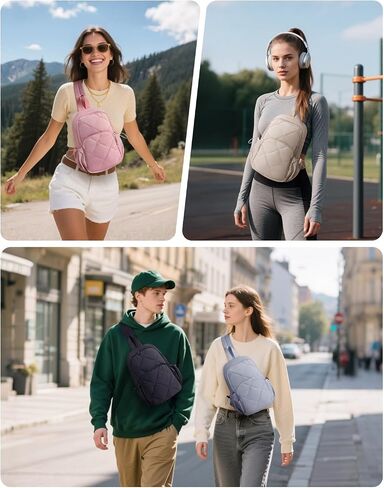 Wandering Nature Sling Bag for Women Lightweight Quilted Crossbody Bag Fits for 11" iPad with Breathable Back Panel Anti Theft Pocket Padded Strap USB Charge Port, Ideal for Travel, Daily Use in Saudi Arabia