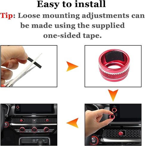 Air Conditioning Vent Knob Cover for Honda Civic Accessories 2022-2024 2025, for CRV 2023 2024 2025 Start Stop Push Button Ring, Vent Lever Trim, AC Switch/Volume Knob Cover (9pcs, Red) in Saudi Arabia