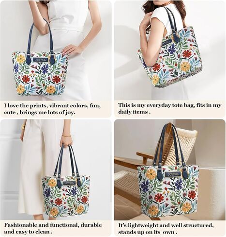 Tote bags for women, tote purse, nylon tote bag, with zipper and pockets, waterproof in Saudi Arabia
