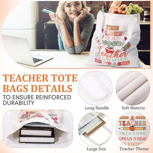 Chunful 10 Pack Teacher Bags Bags Press Presamptiation Gifts Bulk Inspirational for Women Christmas Gift Facs Rainbow Facs in Kuwait