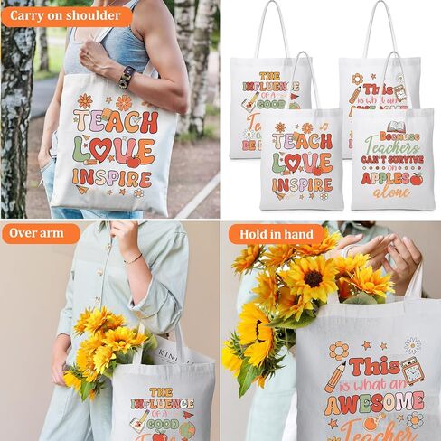 Chunful 10 Pack Teacher Bags Bags Press Presamptiation Gifts Bulk Inspirational for Women Christmas Gift Facs Rainbow Facs in Kuwait