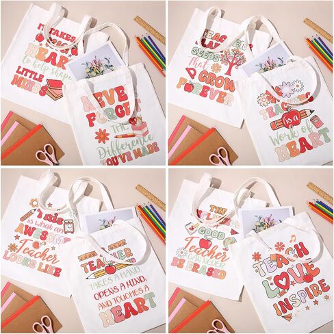 Chunful 10 Pack Teacher Bags Bags Press Presamptiation Gifts Bulk Inspirational for Women Christmas Gift Facs Rainbow Facs in Kuwait